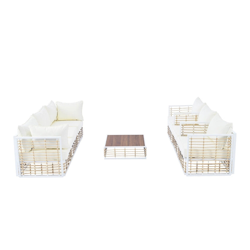 7 Piece Patio Furniture Set, All-Weather Conversation Furniture Set, Patio Sectional Sofa Set with Cushions and Coffee Table