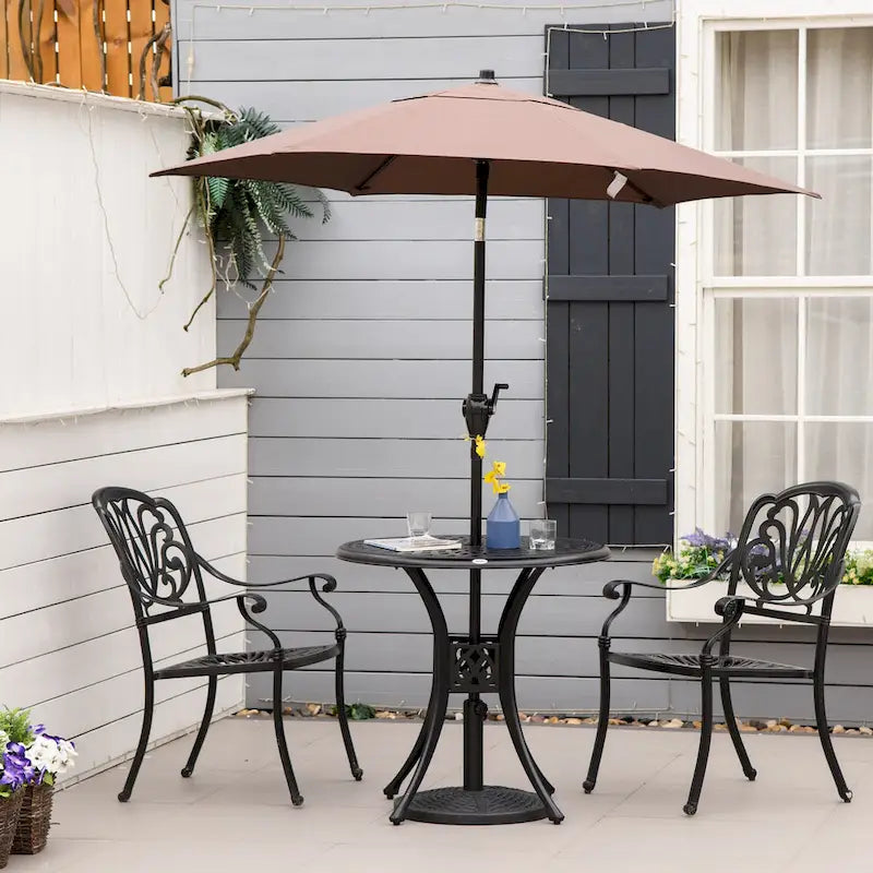 30  Round Patio Dining Table with Umbrella Hole, Antique Cast Aluminum Outdoor Bistro Table Only, Black