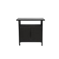 Outdoor Wicker Bar Cart, Patio Wine Serving Cart w/Wheels,Rolling Rattan Beverage Bar Counter Table w/Glass