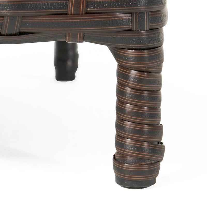 Rattan Side Table 20 Inch with Glass Top Outdoor Wicker Storage