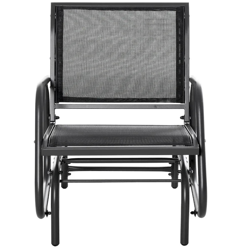 Outsunny Porch Glider, Swing Glider Chair with Breathable Mesh, Curved Armrests and Steel Frame for Garden, Poolside, Balcony