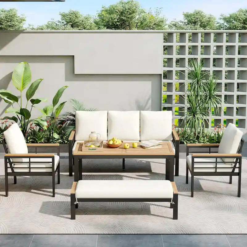 5 Pieces Outdoor Conversation Sets with Cushions