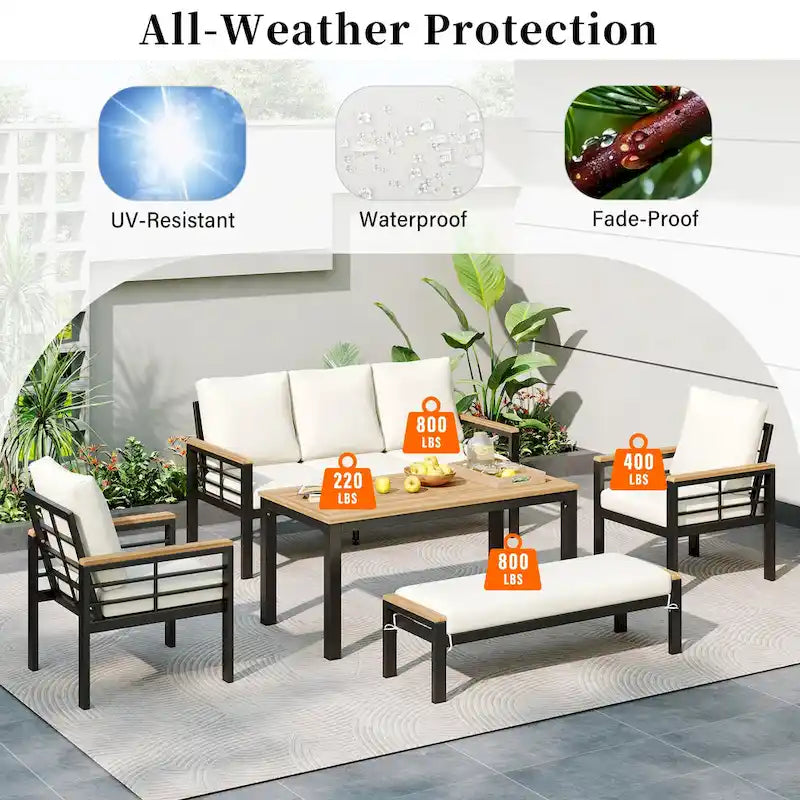5 Pieces Outdoor Conversation Sets with Cushions