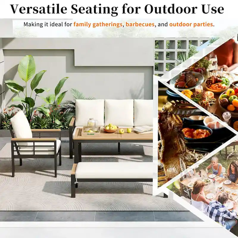 5 Pieces Outdoor Conversation Sets with Cushions