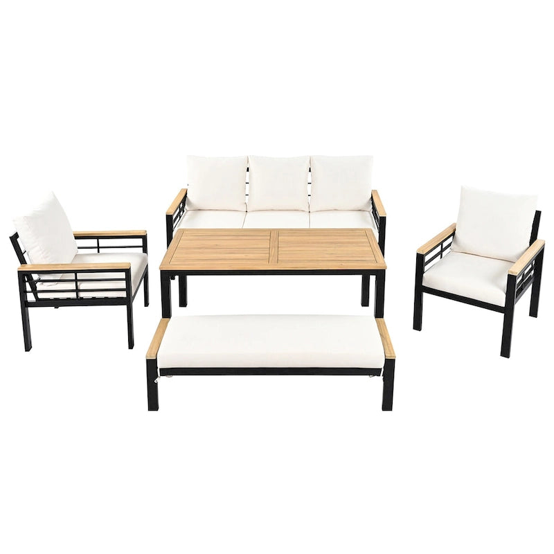 5 Pieces Outdoor Conversation Sets with Cushions