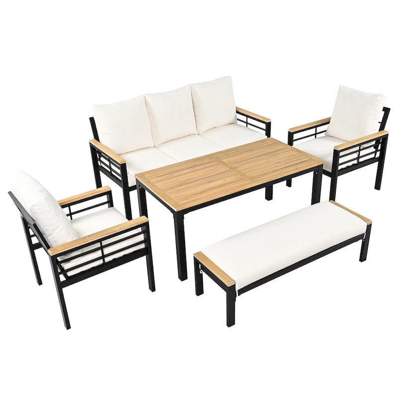 5 Pieces Outdoor Conversation Sets with Cushions