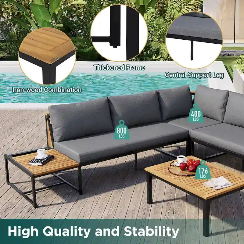 4 Pieces Outdoor Sofa Set with Waterproof Cushions