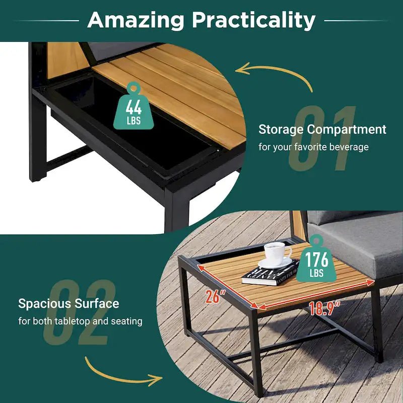 4 Pieces Outdoor Sofa Set with Waterproof Cushions