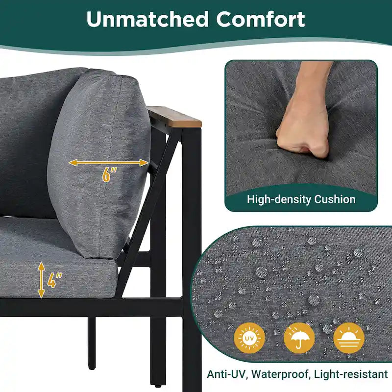 4 Pieces Outdoor Sofa Set with Waterproof Cushions