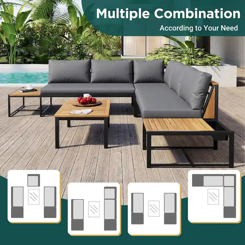 4 Pieces Outdoor Sofa Set with Waterproof Cushions