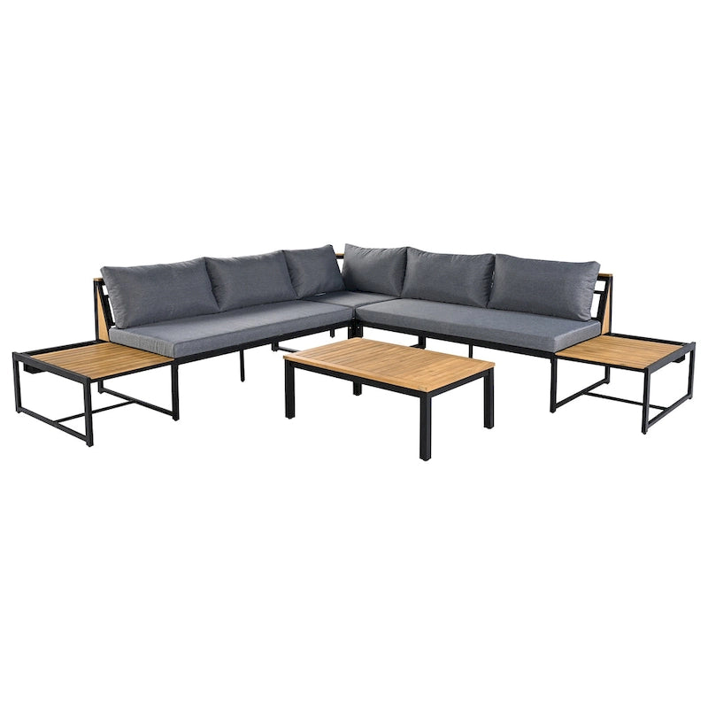 4 Pieces Outdoor Sofa Set with Waterproof Cushions