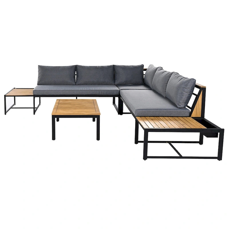 4 Pieces Outdoor Sofa Set with Waterproof Cushions