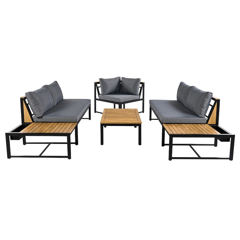 4 Pieces Outdoor Sofa Set with Waterproof Cushions