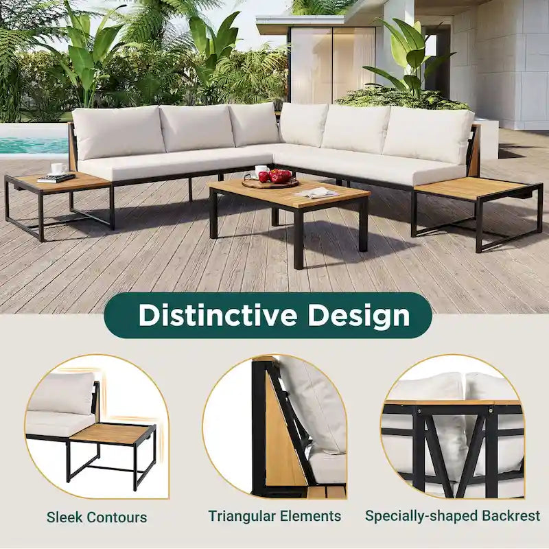 4 Pieces Outdoor Sofa Set with Waterproof Cushions