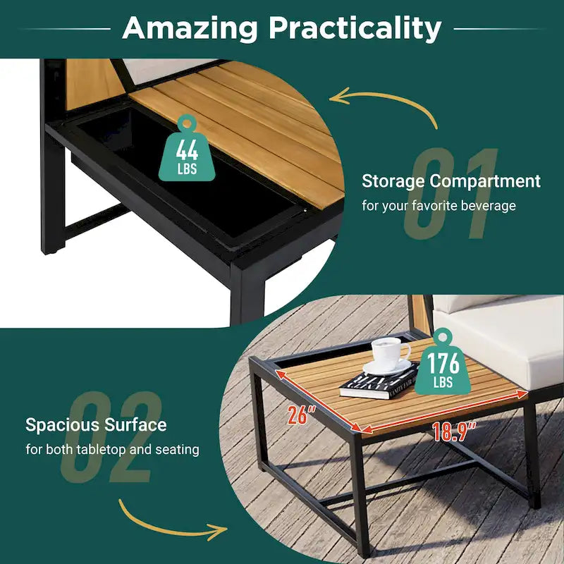 4 Pieces Outdoor Sofa Set with Waterproof Cushions