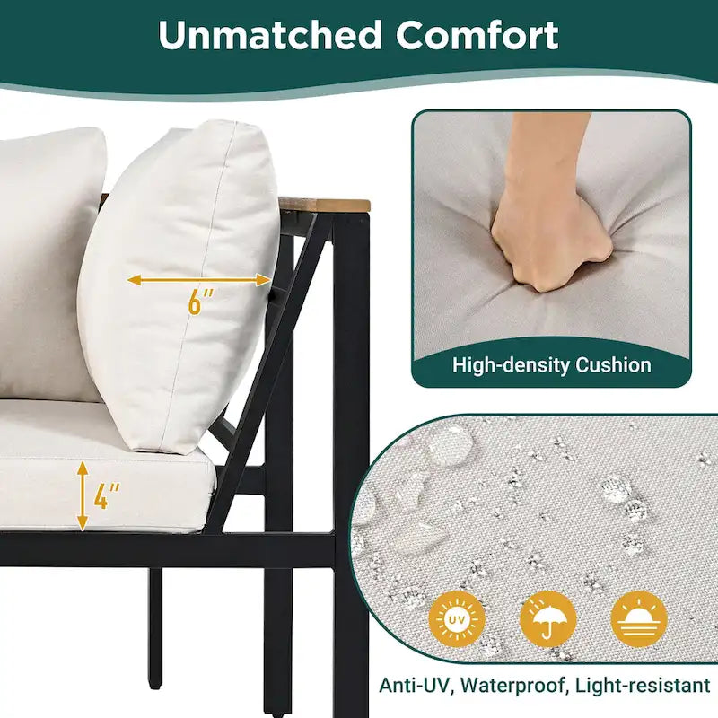 4 Pieces Outdoor Sofa Set with Waterproof Cushions
