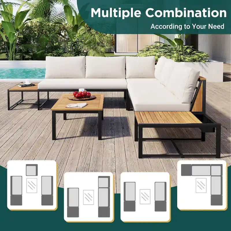 4 Pieces Outdoor Sofa Set with Waterproof Cushions