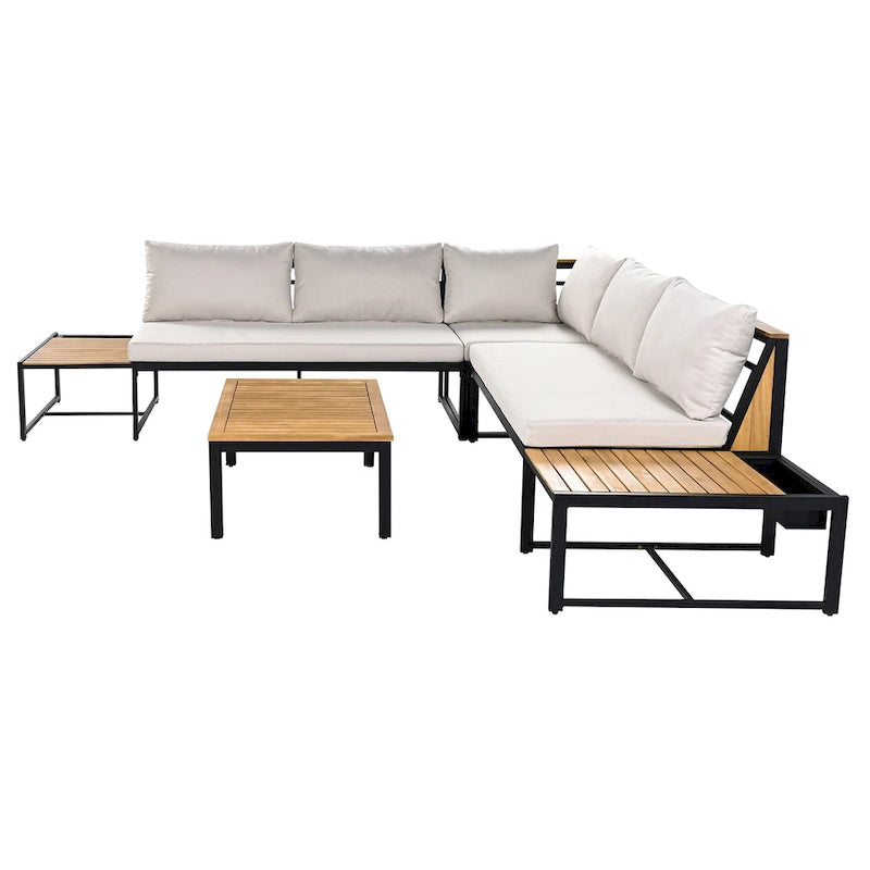 4 Pieces Outdoor Sofa Set with Waterproof Cushions