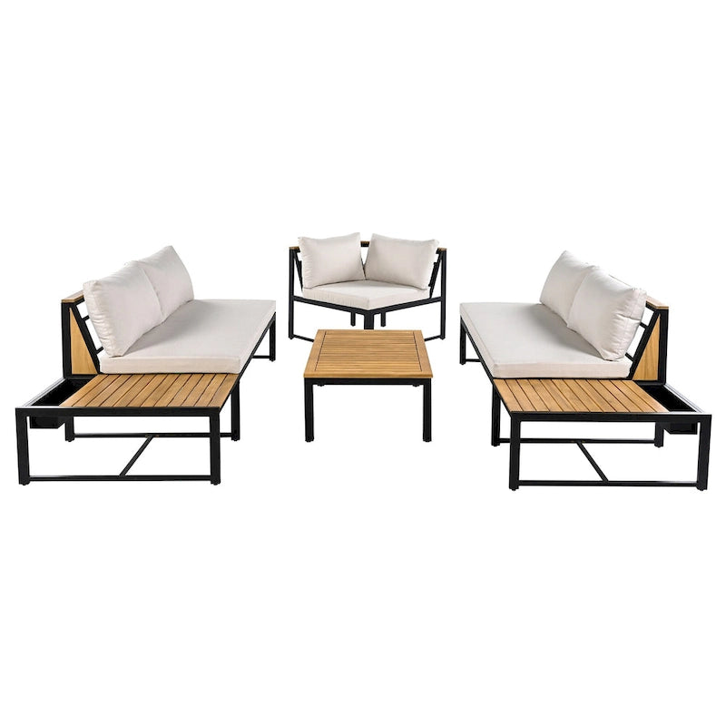 4 Pieces Outdoor Sofa Set with Waterproof Cushions