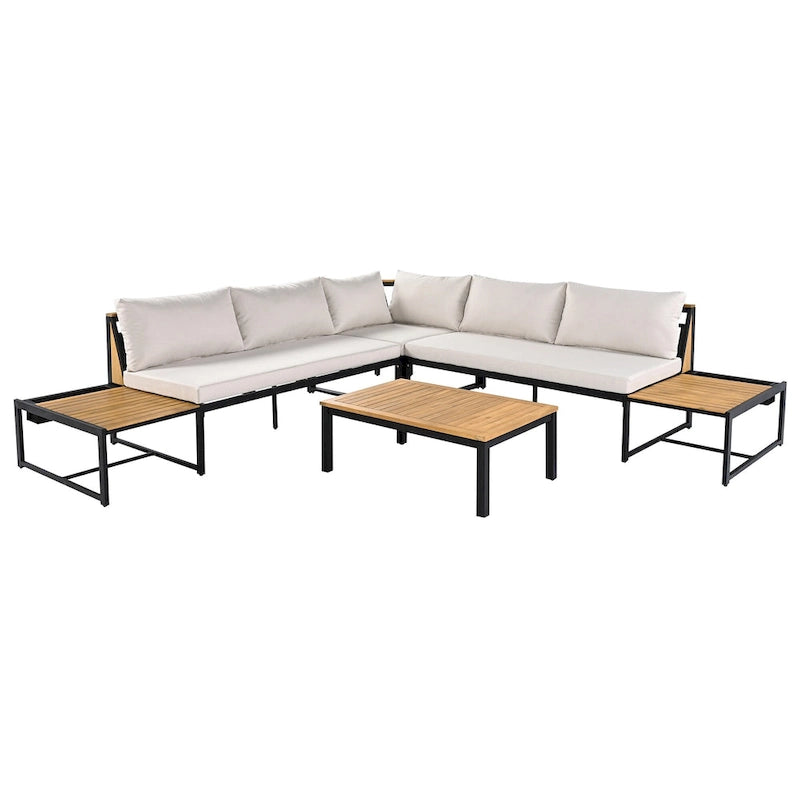 4 Pieces Outdoor Sofa Set with Waterproof Cushions