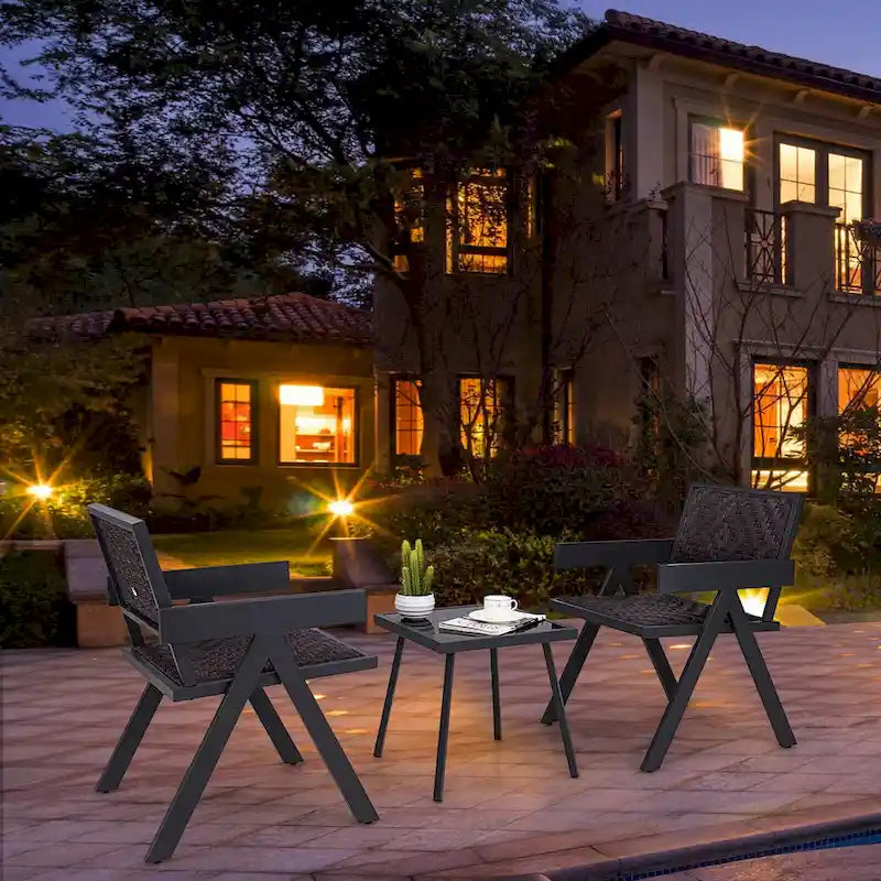 Costway 3 PCS Patio Wicker Chair Set, Rattan Furniture Set with Quick - See Details