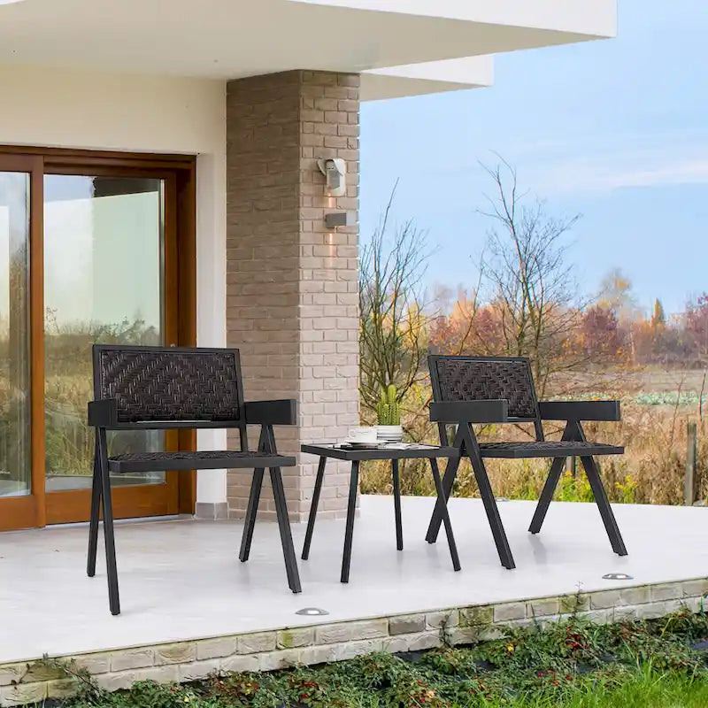 Costway 3 PCS Patio Wicker Chair Set, Rattan Furniture Set with Quick - See Details