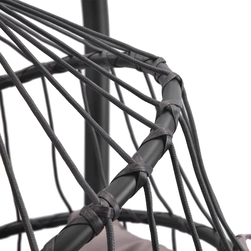 outdoor patio Wicker Hanging Chair Swing Chair Patio Egg Chair UV Resistant Dark grey cushion Aluminum frame