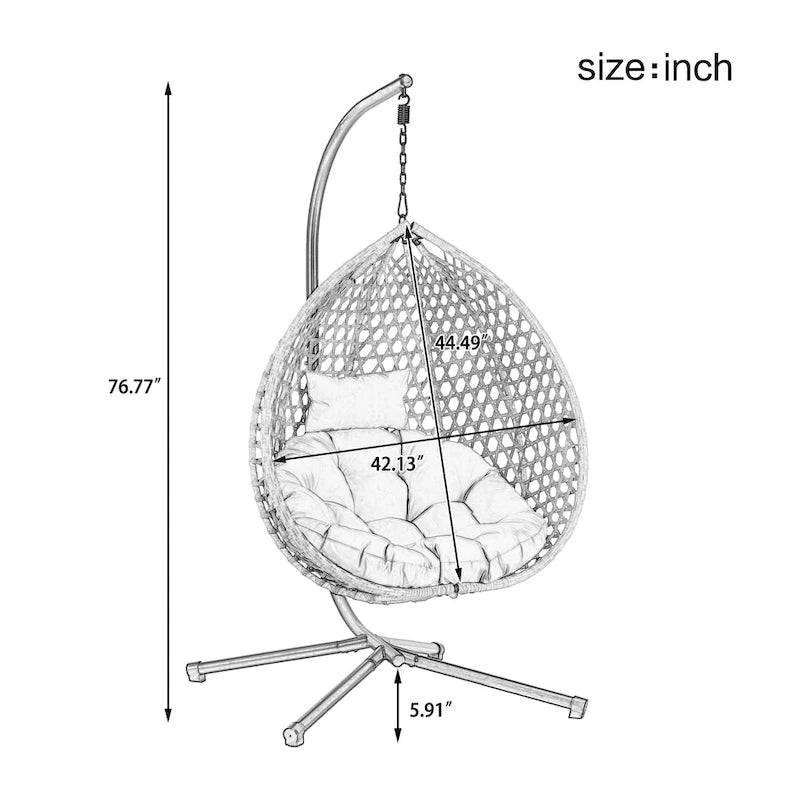 U_STYLE Versatile Hanging Egg Chair for Indoor and Outdoor Use