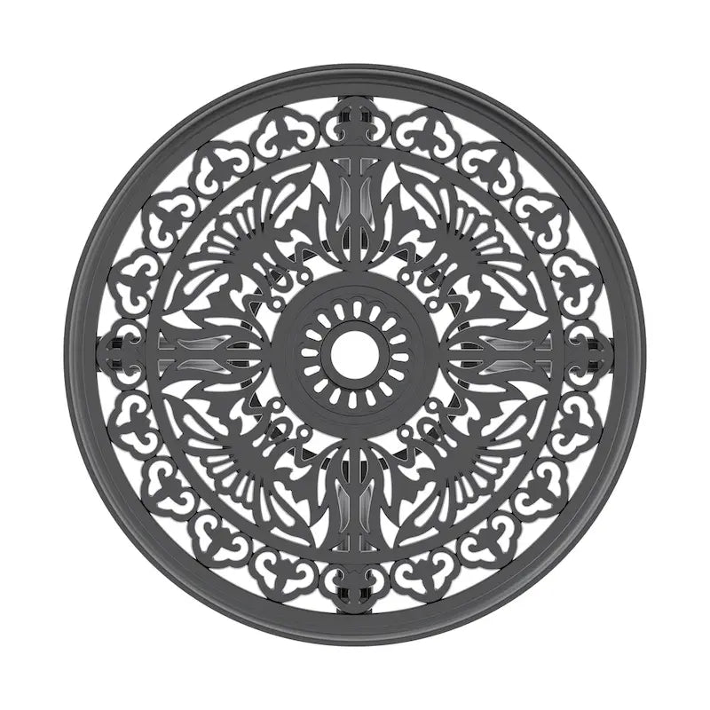 GDFStudio - Carter Outdoor Cast Aluminum Round Table with Classic Detailing and Umbrella Hole
