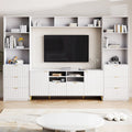 White 112.5 Entertainment Wall Unit with 13 Shelves, 8 Drawers and 2 Cabinets for TVs Up to 70