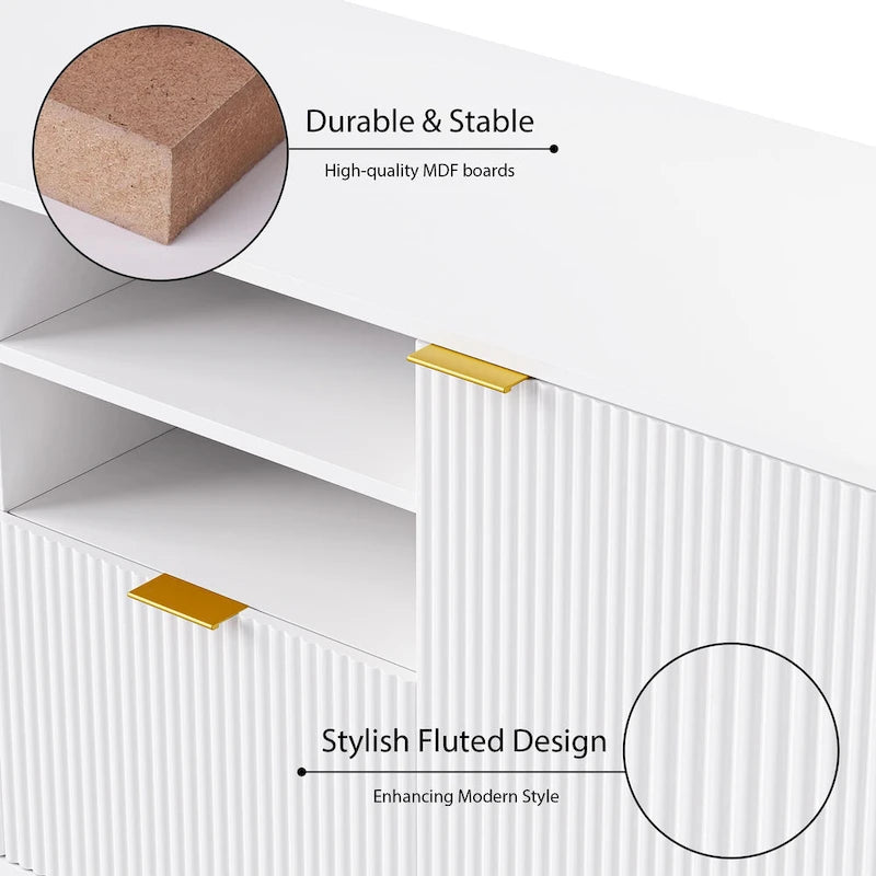 White 112.5 Entertainment Wall Unit with 13 Shelves, 8 Drawers and 2 Cabinets for TVs Up to 70