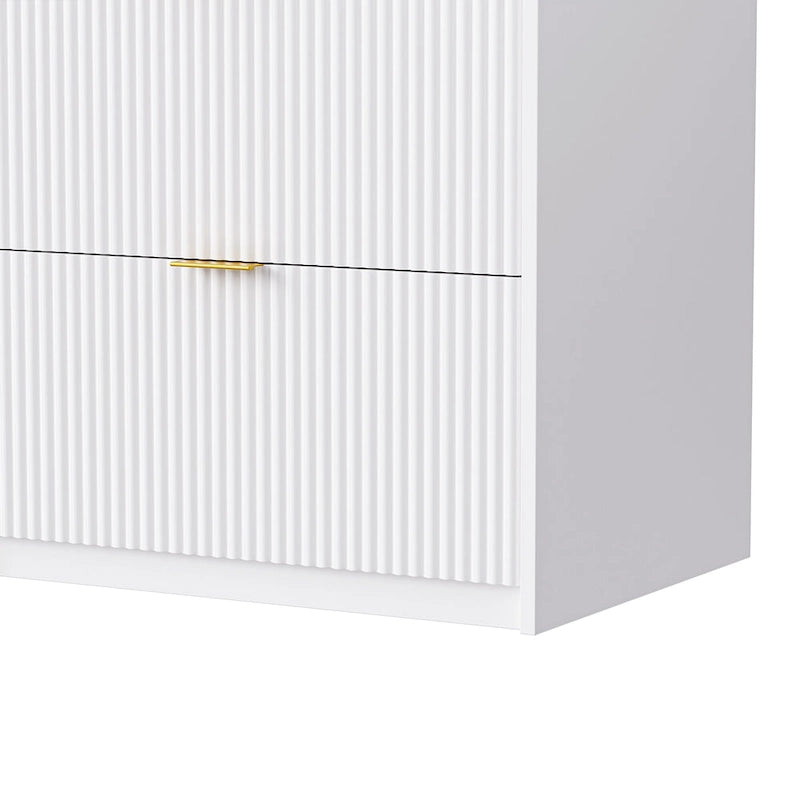 White 112.5 Entertainment Wall Unit with 13 Shelves, 8 Drawers and 2 Cabinets for TVs Up to 70