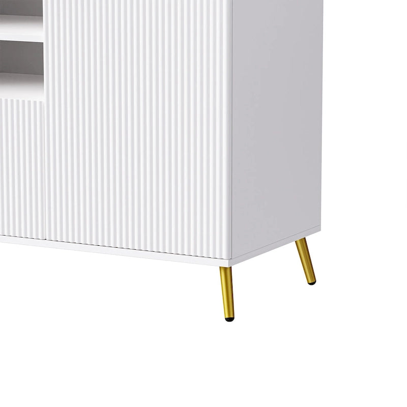 White 112.5 Entertainment Wall Unit with 13 Shelves, 8 Drawers and 2 Cabinets for TVs Up to 70