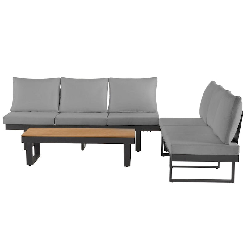 Outdoor Modular Sectional Sofa Set with Coffee Table, Side Table, and Adjustable Reclining Seats