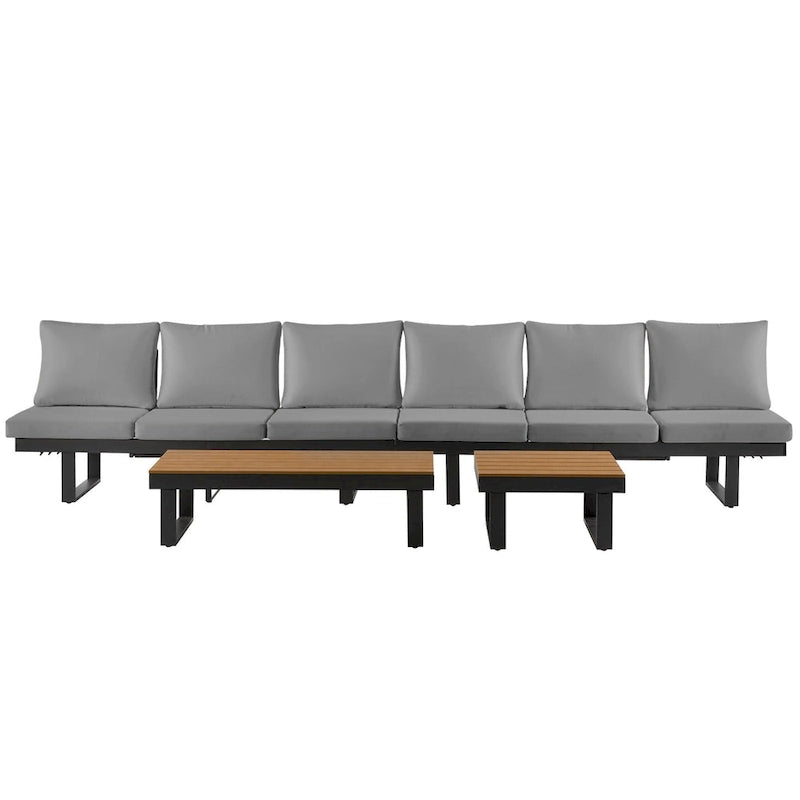 Outdoor Modular Sectional Sofa Set with Coffee Table, Side Table, and Adjustable Reclining Seats