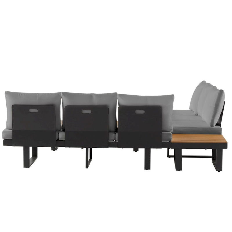 Outdoor Modular Sectional Sofa Set with Coffee Table, Side Table, and Adjustable Reclining Seats