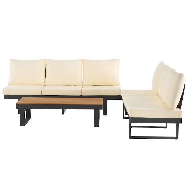Outdoor Modular Sectional Sofa Set with Coffee Table, Side Table, and Adjustable Reclining Seats