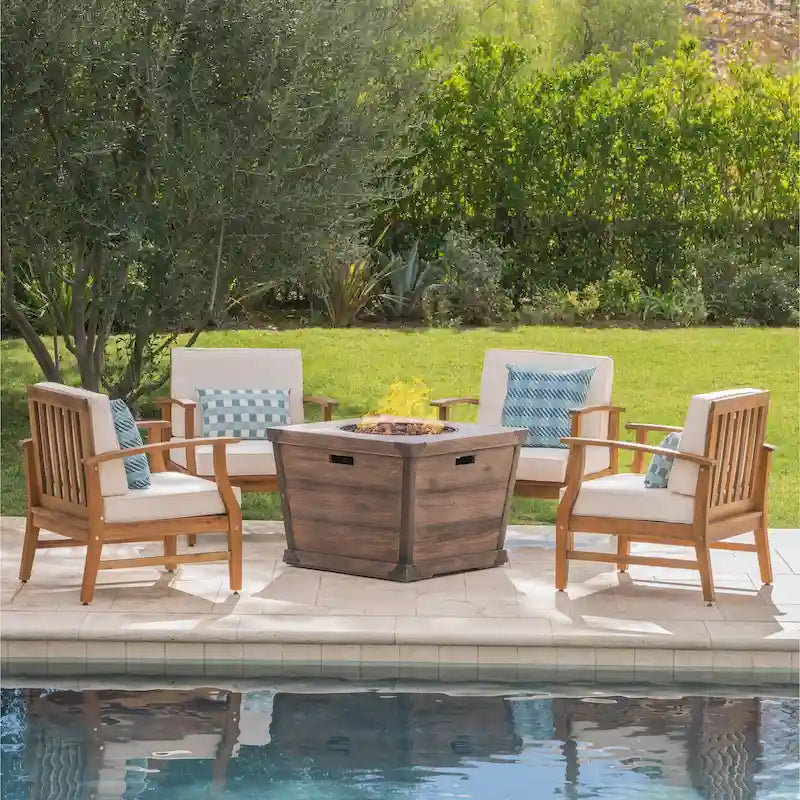 Mark Outdoor 5-piece Fire Table Chat Set by Christopher Knight Home