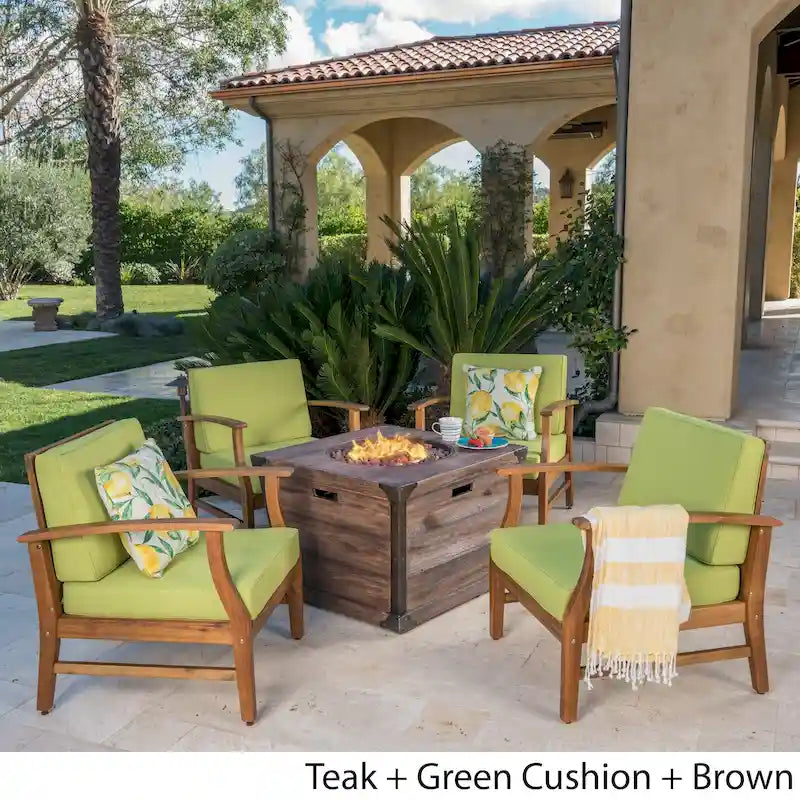 Mark Outdoor 5-piece Fire Table Chat Set by Christopher Knight Home