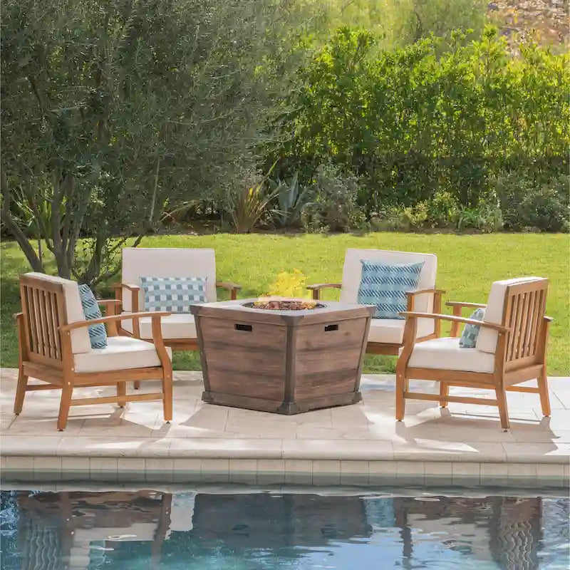 Mark Outdoor 5-piece Fire Table Chat Set by Christopher Knight Home