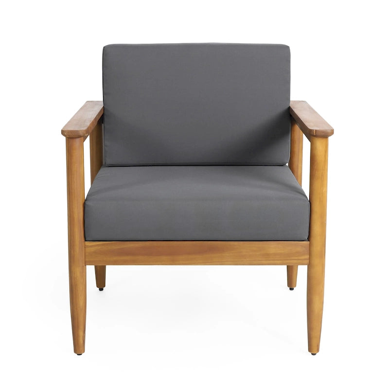 Magnolia Acacia Wood Outdoor Club Chair with Cushions by Christopher Knight Home