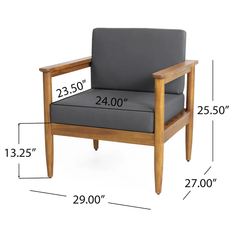 Magnolia Acacia Wood Outdoor Club Chair with Cushions by Christopher Knight Home