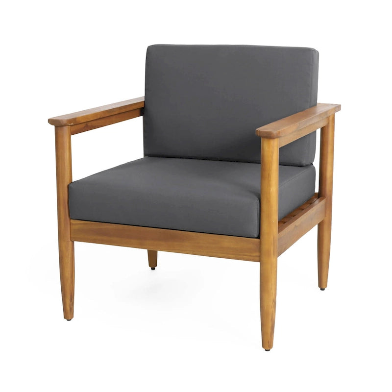 Magnolia Acacia Wood Outdoor Club Chair with Cushions by Christopher Knight Home