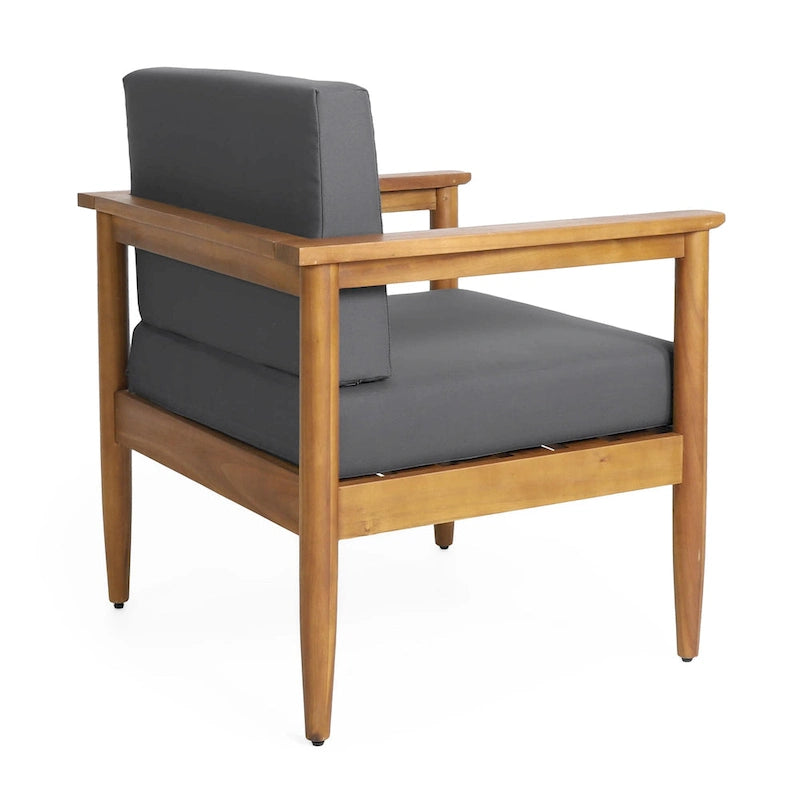 Magnolia Acacia Wood Outdoor Club Chair with Cushions by Christopher Knight Home