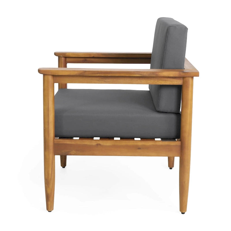 Magnolia Acacia Wood Outdoor Club Chair with Cushions by Christopher Knight Home