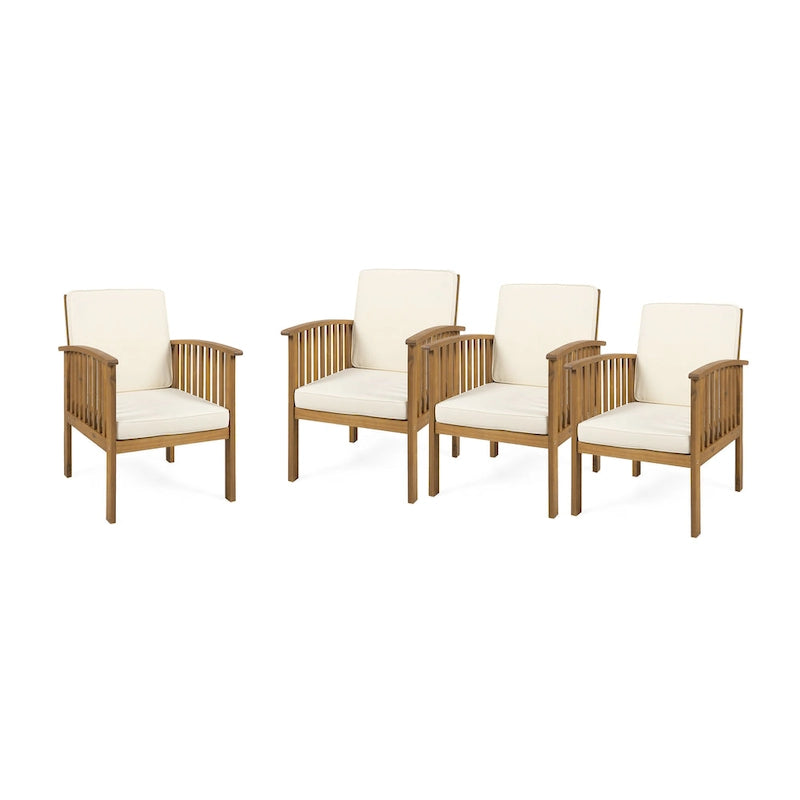 Casa Acacia Outdoor Acacia Wood Club Chairs(Set of 4) by Christopher Knight Home