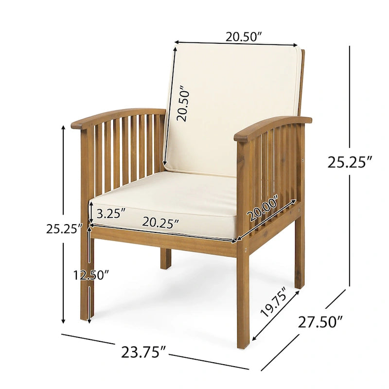Casa Acacia Outdoor Acacia Wood Club Chairs(Set of 4) by Christopher Knight Home