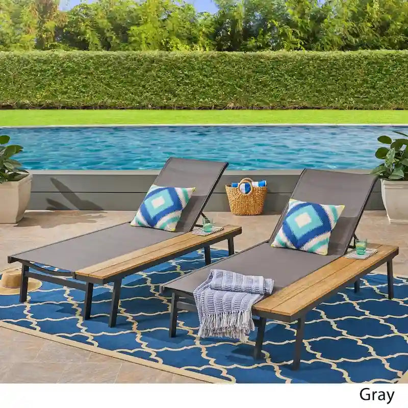 Waterloo Outdoor Chaise Lounge with Side Table (Set of 2) by Christopher Knight Home