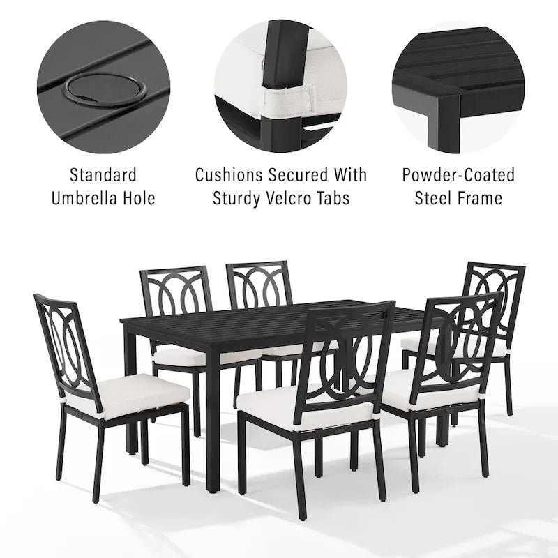 Crosley Chambers 7Pc Outdoor Metal Dining Set - Matte Black