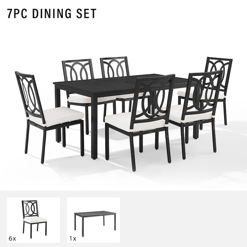 Crosley Chambers 7Pc Outdoor Metal Dining Set - Matte Black